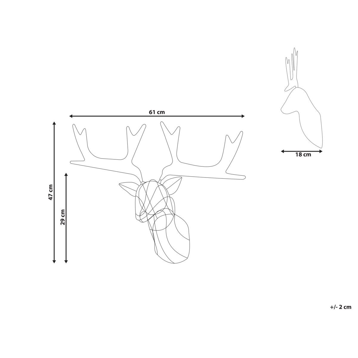 Dekoracja ogrodowa wisząca LED głowa renifera 47 cm czarna NELLIM