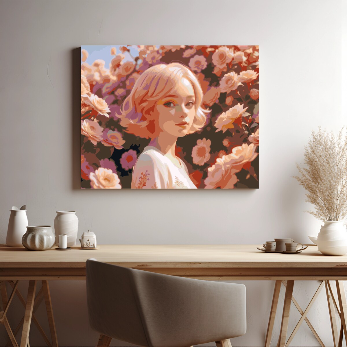 Malowanie po numerach, zestaw DIY – RÓŻANA KOBIETA 50x70 cm- Produkt PL