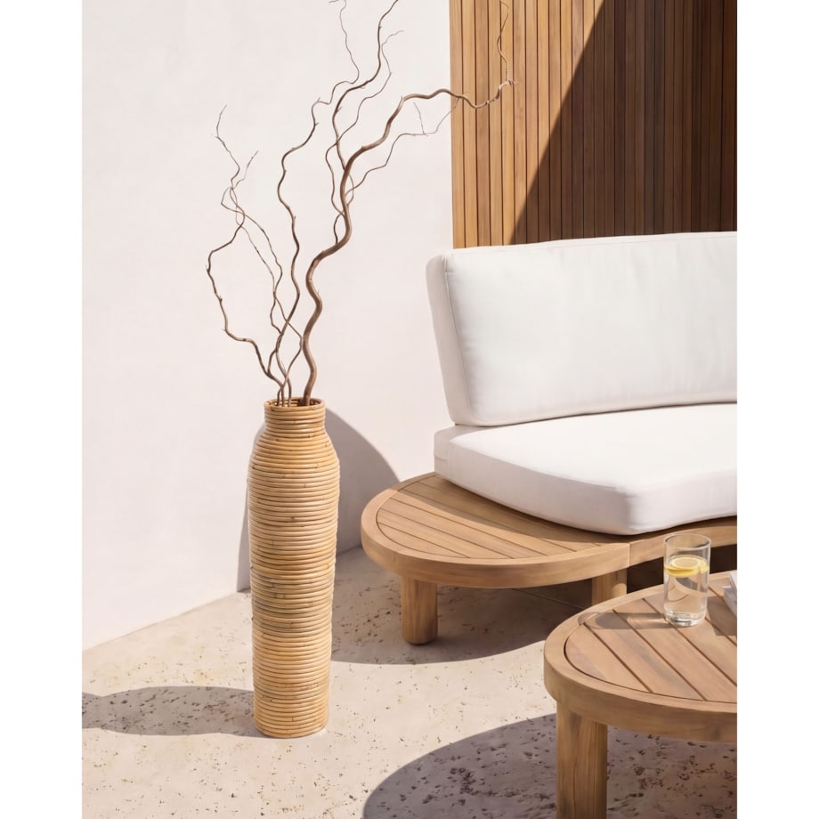 Wazon dekoracyjny PREMANA Rattan 55 cm Naturalny