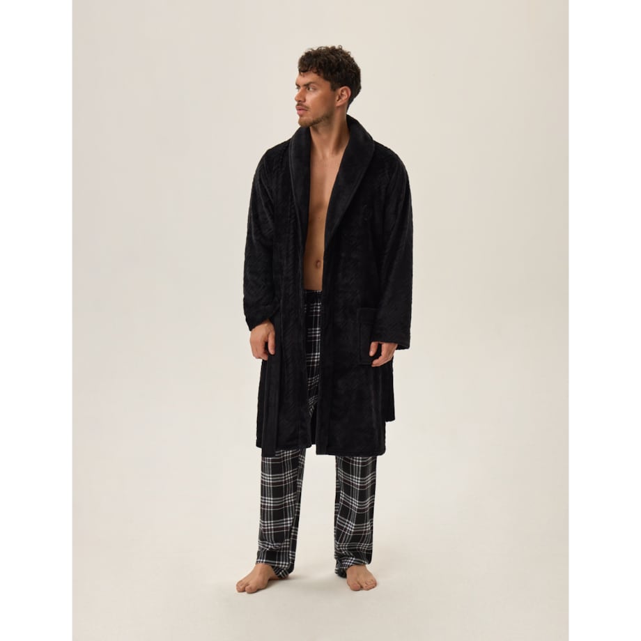 Szlafrok Huge 41941-99X Czarny Czarny, XXXL