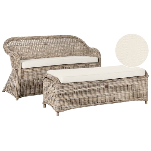 Sofa 2,5-osobowa SUSUA Rattan Z podnóżkiem Naturalny