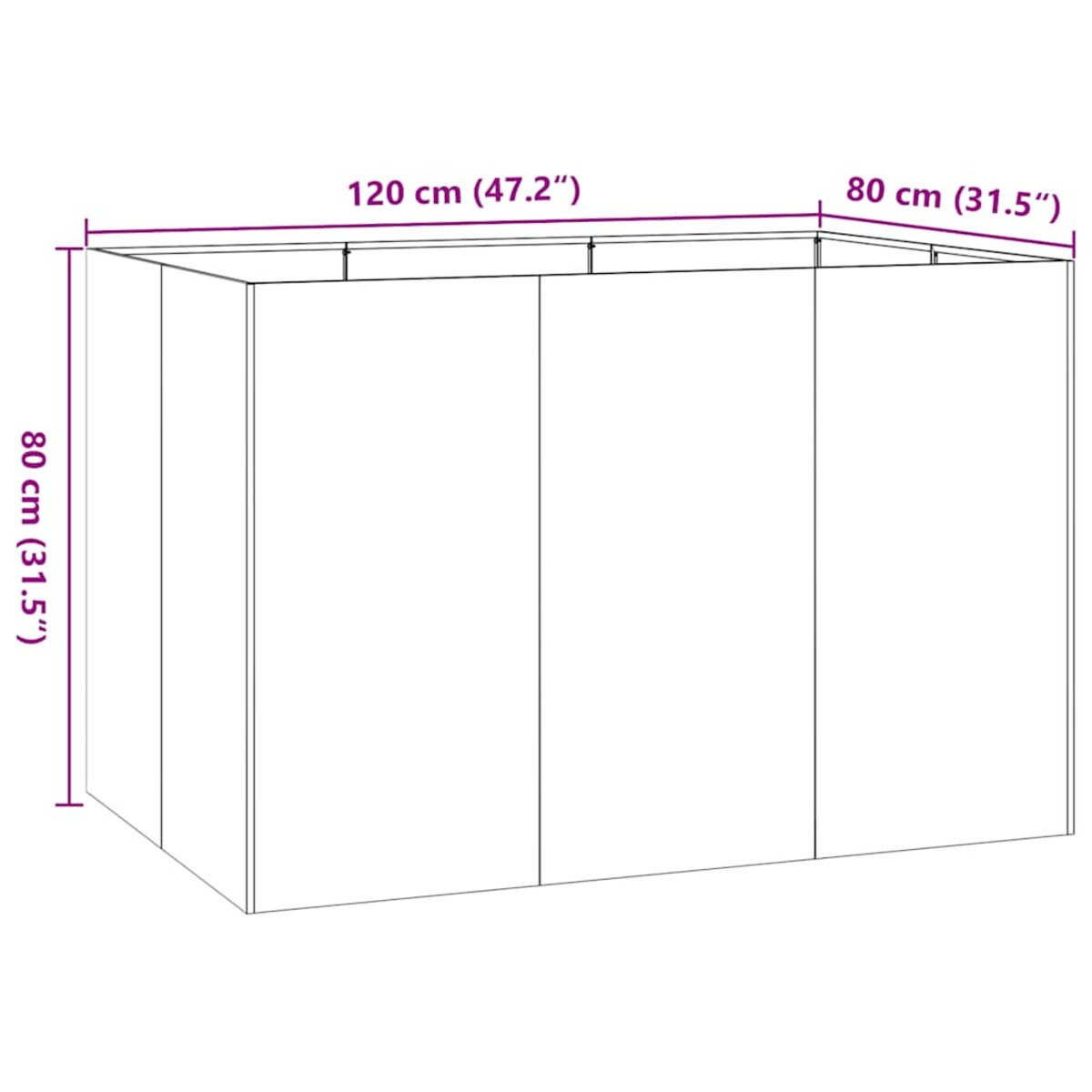 vidaXL Doniczka Biała 120x80x80 cm Stal