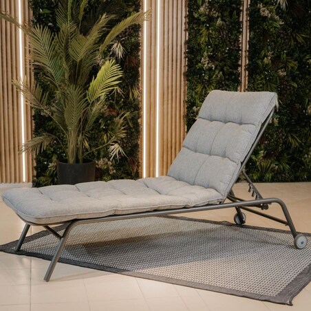 Leżak ogrodowy Vibe szary, z regulacją oparcia