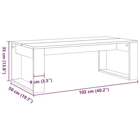 vidaXL Stolik kawowy, dąb artisan, 102x50x35 cm