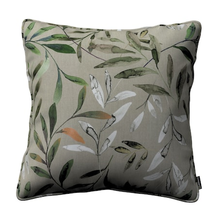 Poszewka Gabi na poduszkę 45x45 zielone gałązki na szarym tle