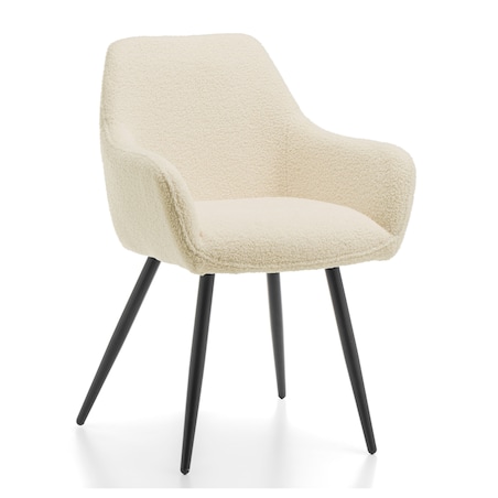 KRZESŁO TAPICEROWANE PIKOWANE TKANINA BOUCLE TEDDY JASNY BEŻ