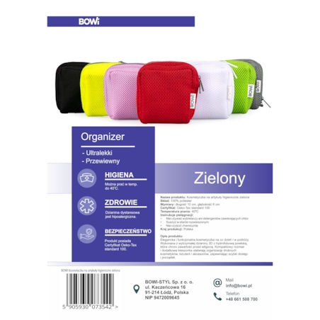 Organizer, etui w rozmiarze S, kosmetyczka na artykuły higieniczne, zielona
