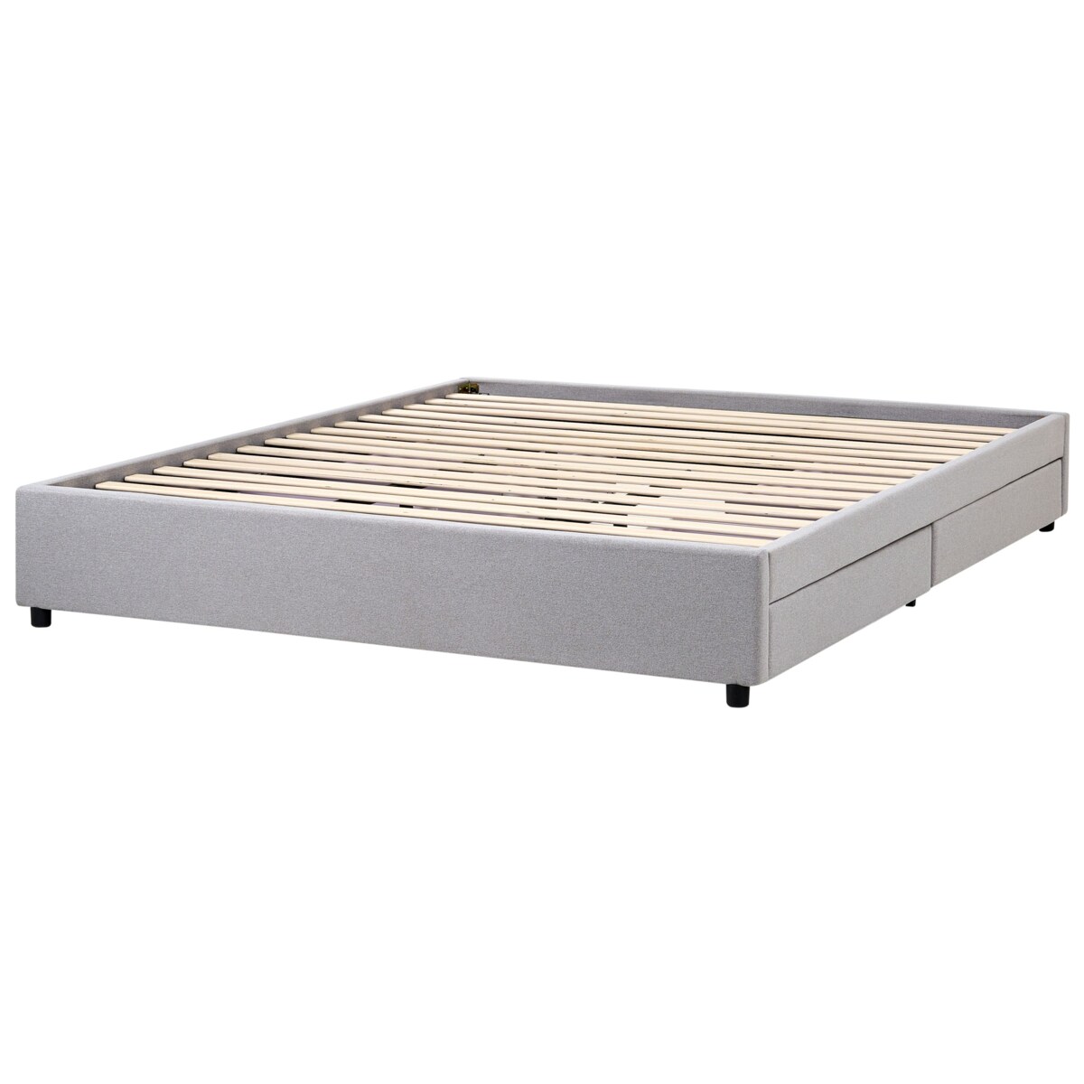 Łóżko z szufladami bez zagłówka PRADES 180 x 200 cm Jasnoszary