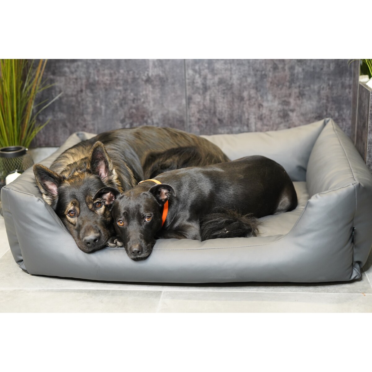 Legowisko dla psa z ekoskóry MARIO, 100x70 cm, Szary