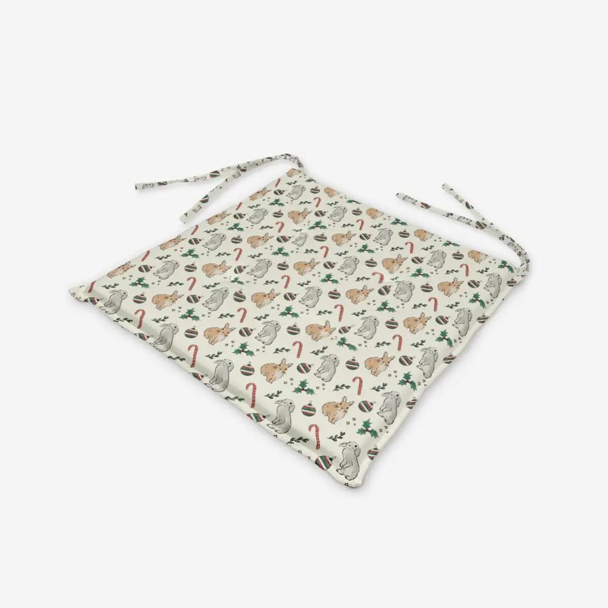 Poduszka świąteczna na krzesło - Akwarelowe króliczki świąteczne