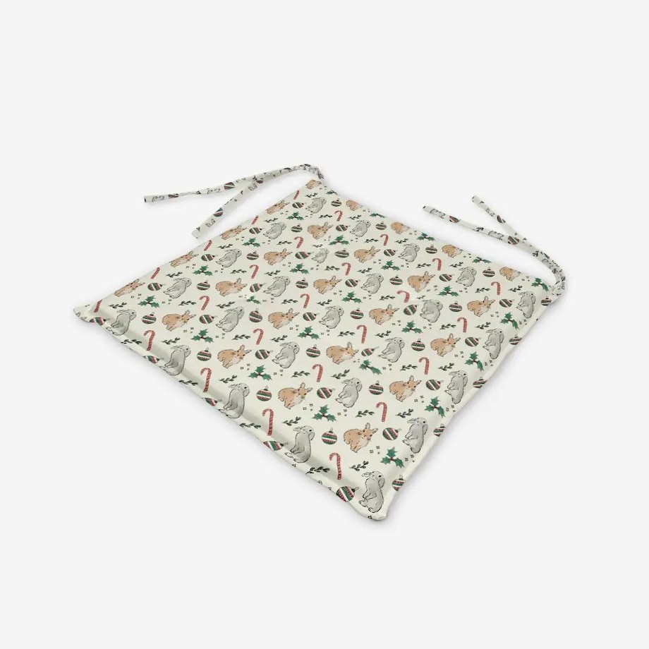 Poduszka świąteczna na krzesło - Akwarelowe króliczki świąteczne