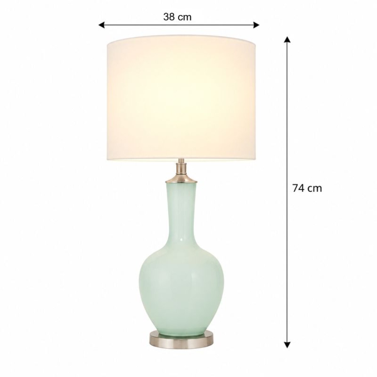 Lampa seledynowa na komodę w stylu hamptons z białym abażurem NANKIN