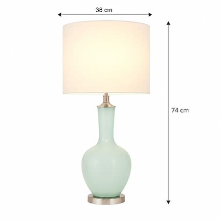 Lampa seledynowa na komodę w stylu hamptons z białym abażurem NANKIN