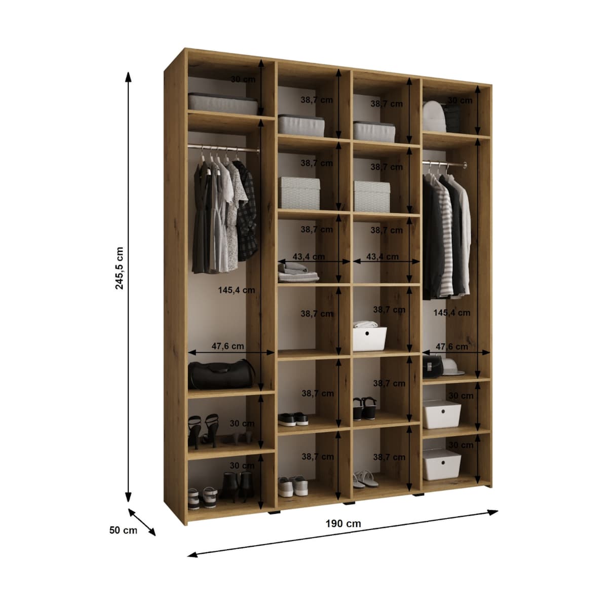 Szafa czterodrzwiowa Como 4 190 gł.50 biały+złoty