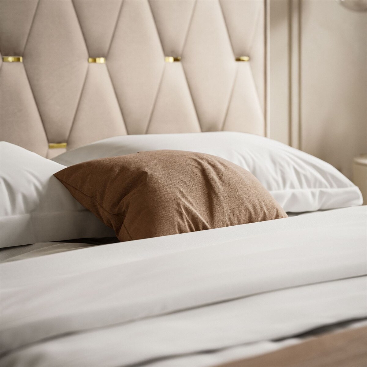 Łóżko tapicerowane IZOLDA z wysokim zagłówkiem, selaż 34, 160x200, Royal Velvet 170