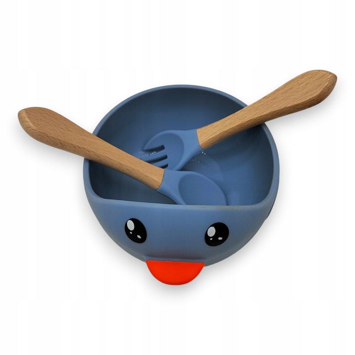 Miseczka z przyssawką silikonowa dla dziecka na przekąski łyżka widelec BLW