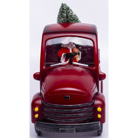 Dekoracja - ciężarówka z choinką LED 18x24x10 cm