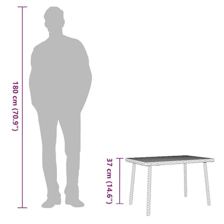 vidaXL Stolik kawowy ogrodowy prostokątny szary 60x40x37 cm polirattan