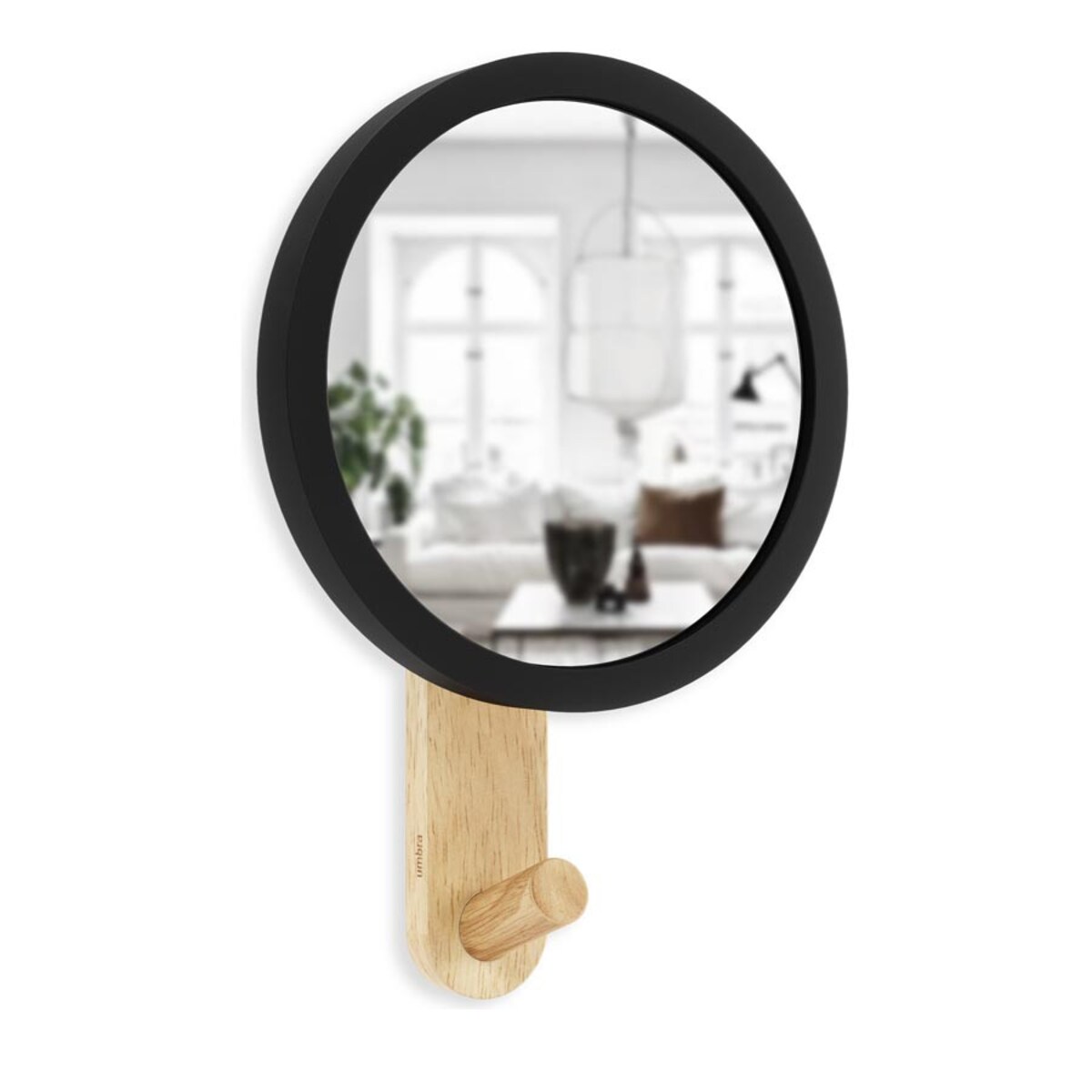 Wieszak na ubrania z lusterkiem (jasny) Hub Umbra