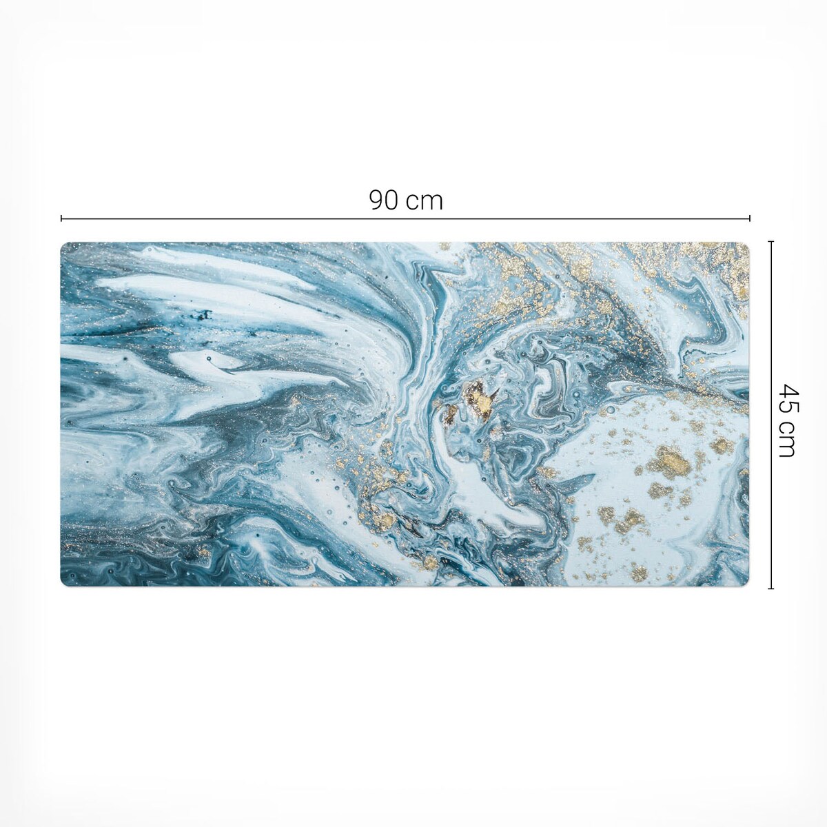 Niebieska mata na biurko Marmurowe fale, 90x45 cm
