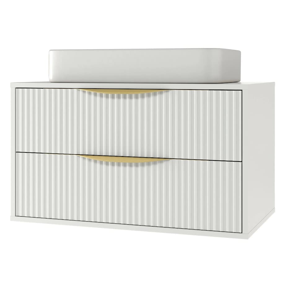 Komoda szafka łazienkowa ryflowana biała Avola