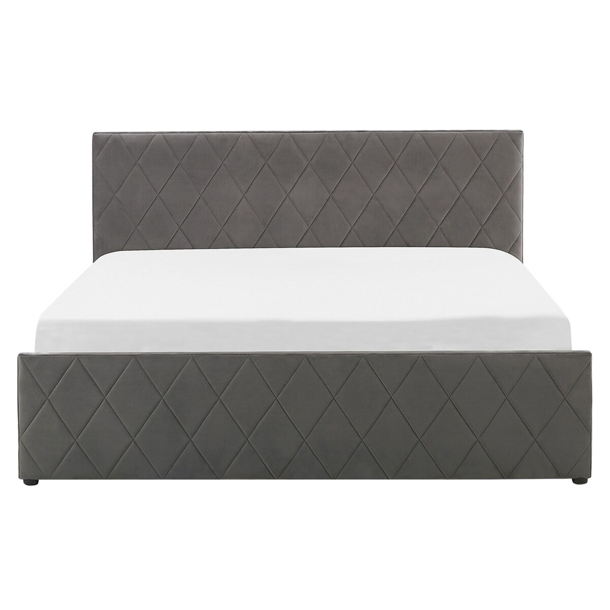 Łóżko z pojemnikiem welurowe 160 x 200 cm szare ROCHEFORT