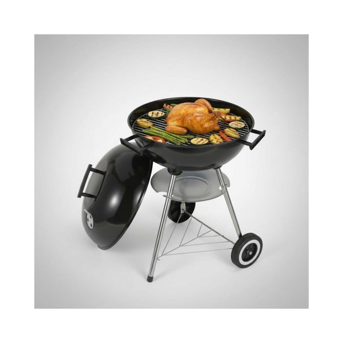 Grill węglowy ogrodowy, z pokrywą, na kółkach, KINGHOFF