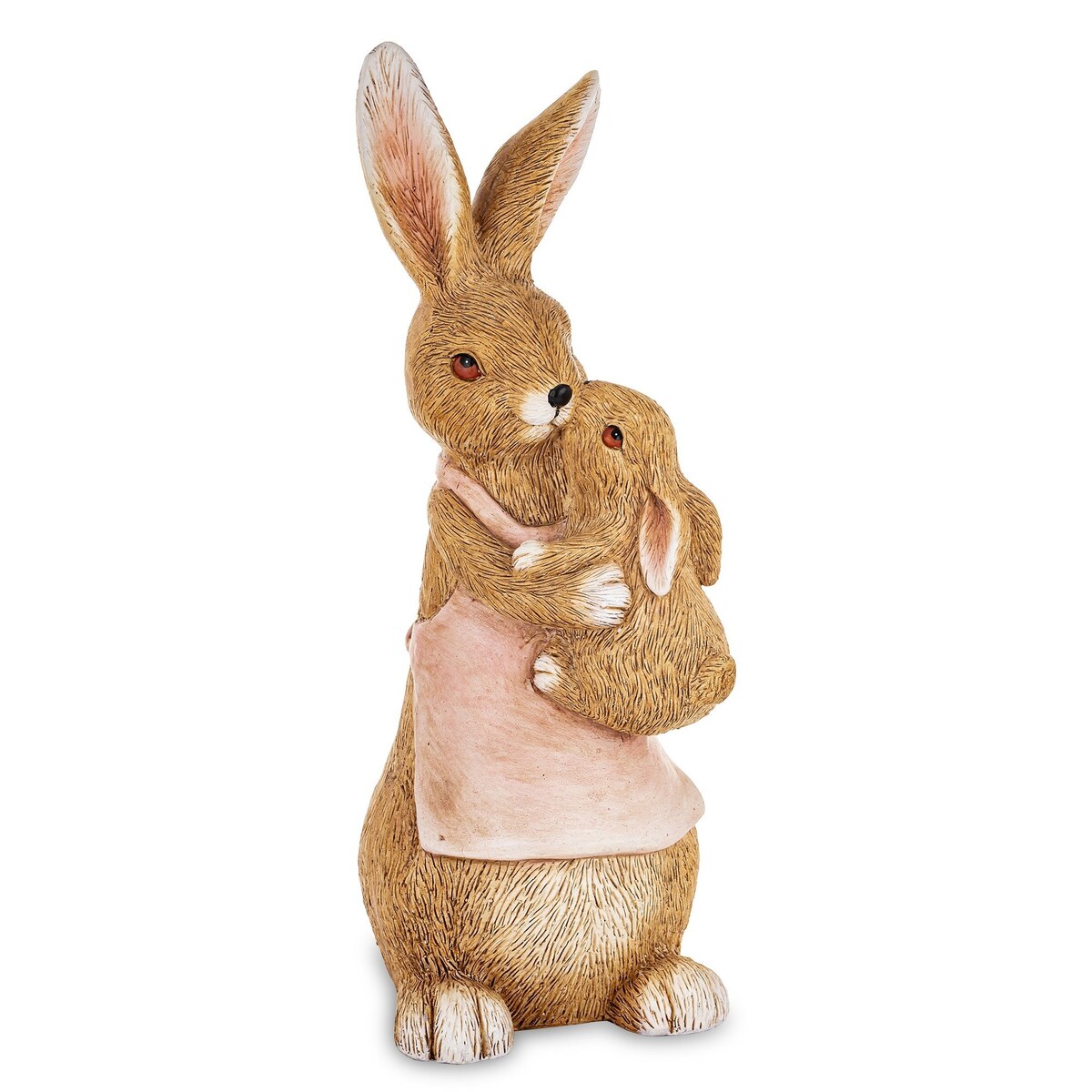 Dekoracja - króliczka z malcem w objęciach 51x18x25 cm CON AMORE-3 w różowym fartuszku