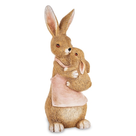 Dekoracja - króliczka z malcem w objęciach 51x18x25 cm CON AMORE-3 w różowym fartuszku