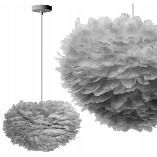 Lampa Sufitowa Wisząca Glamour Pióra Szara Nordic