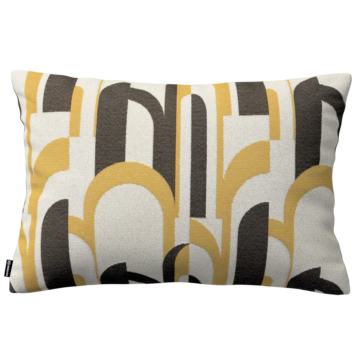 Poszewka Kinga na poduszkę prostokątną 60x40 czarno-żółte wzory na kremowym tle