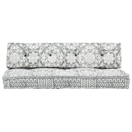 vidaXL Sofa z poduszek na paletę, tkanina, jasnoszary patchwork