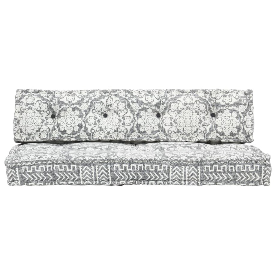 vidaXL Sofa z poduszek na paletę, tkanina, jasnoszary patchwork