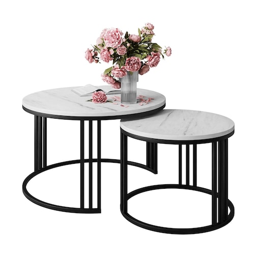 Stolik kawowy LORI 2w1 czarny marmur levanto