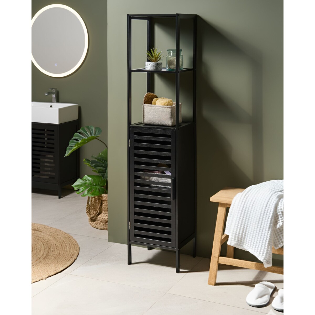 Regał OWASSO Drewno bambusowe Czarny