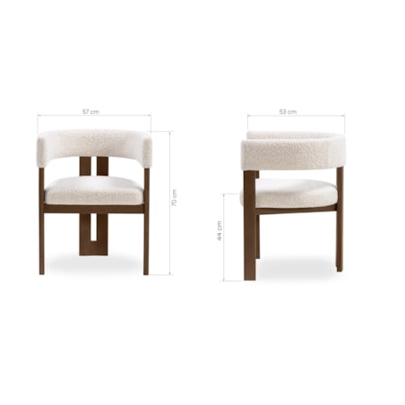 Krzesło z drewna kauczukowego GOMMA - II 70x57x53 cm jasnobeżowe/orzech boucle