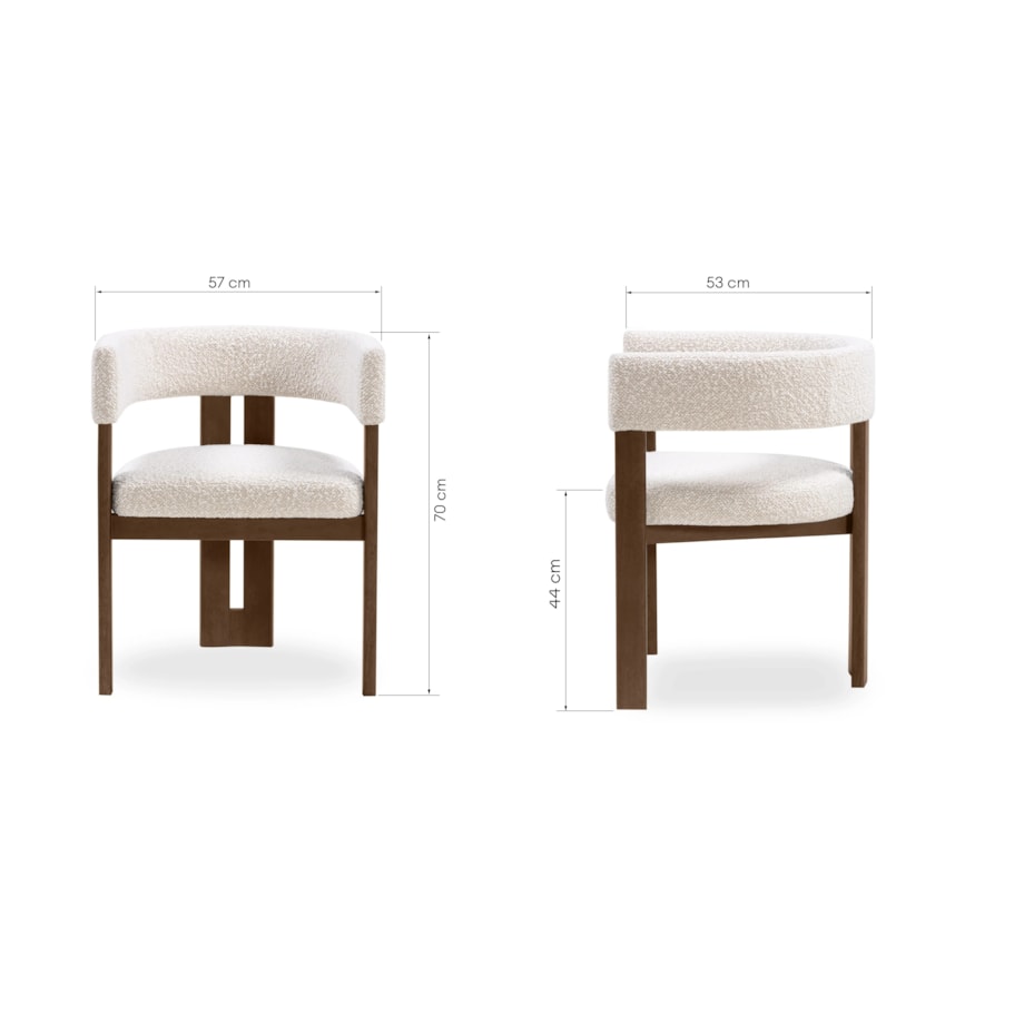 Krzesło z drewna kauczukowego GOMMA - II 70x57x53 cm jasnobeżowe/orzech boucle