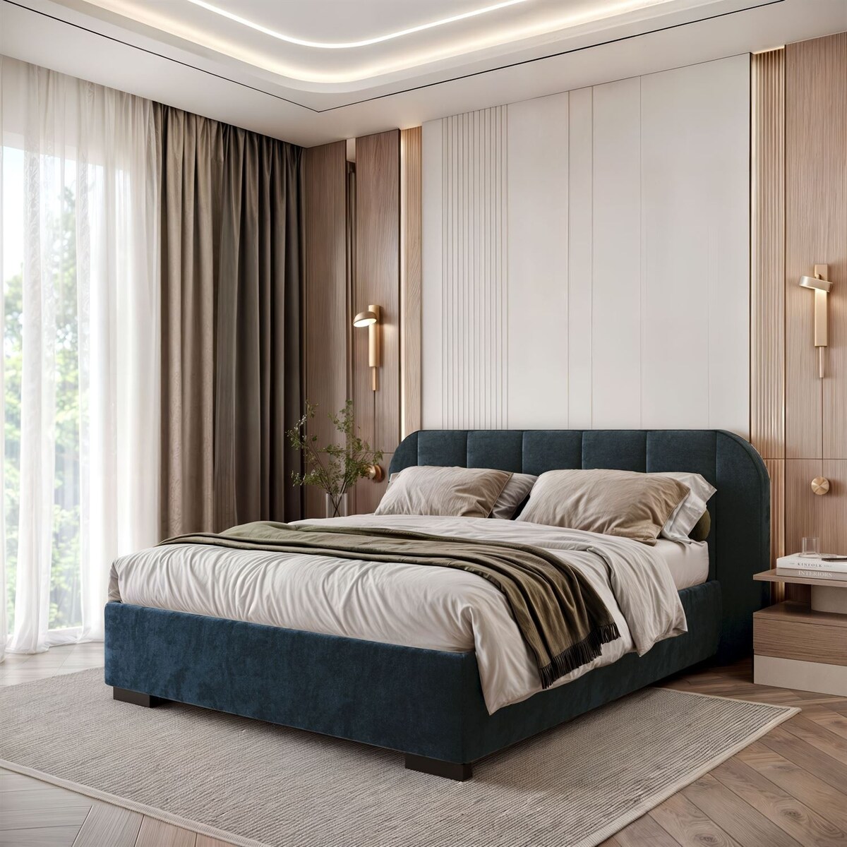 Łóżko tapicerowane AMARA, pojemnik, stelaż 32, 160x200, Royal Velvet 87233