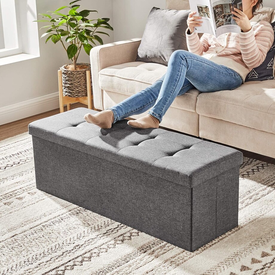 Pufa Organizer Pojemna 110X38X38 Cm Ciemnoszary