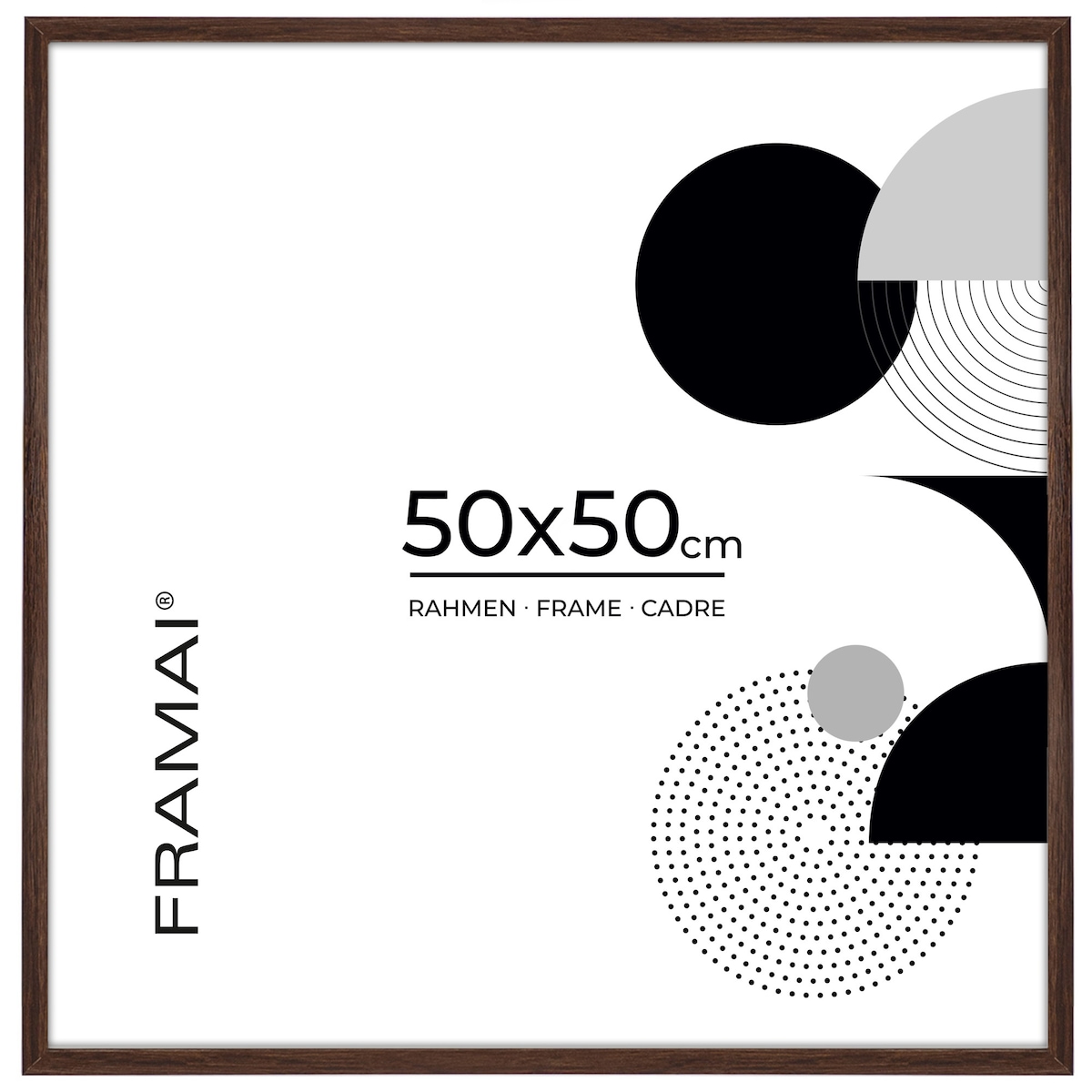 Brązowa ciemna ramka na zdjęcia 50x50 cm wisząca rama MDF z plexi klasyczna ramka kwadratowa
