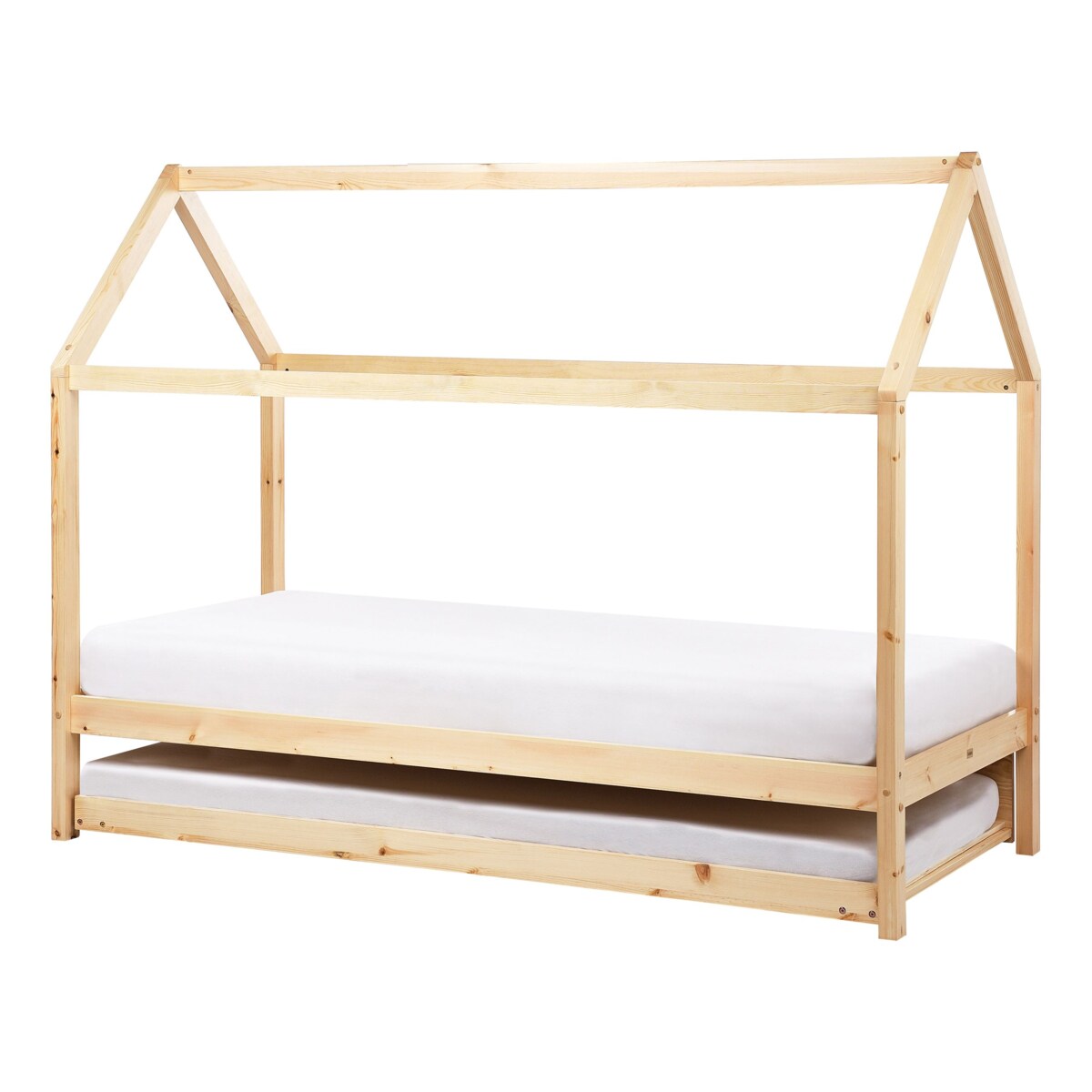 Łóżko wysuwane Drewno sosnowe CRILLON 90 x 200 cm Jasnobrązowy