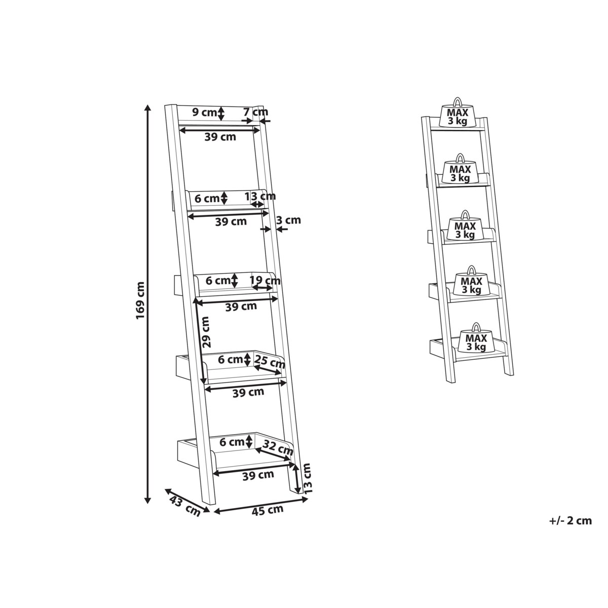 Regał drabina 5 półek ciemne drewno MOBILE DUO
