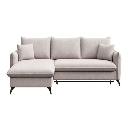 Brim Sofa narożna lewa z funkcją spania i pojemnikiem lewa jasnoszara