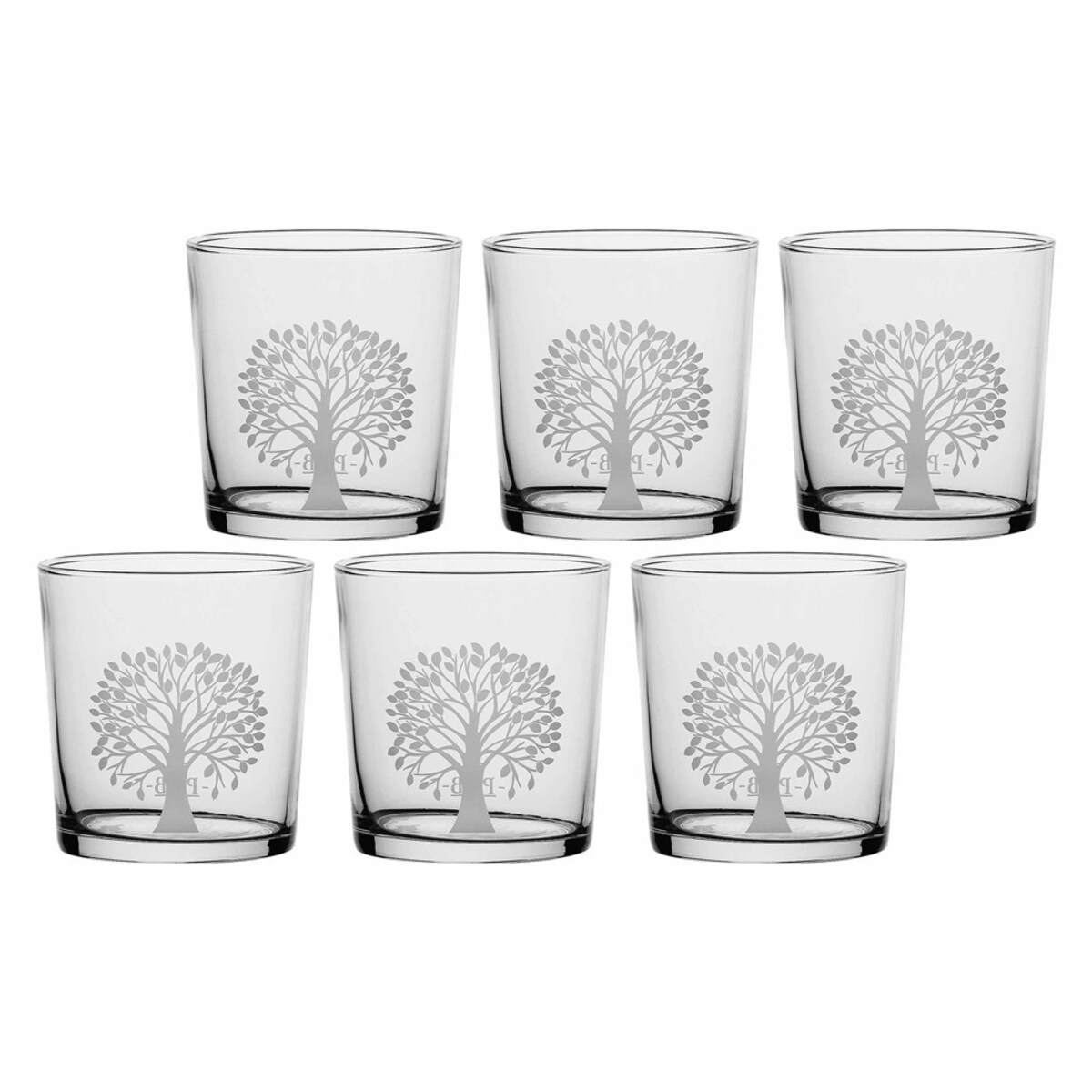 Zestaw 6 szklanek z grubym dnem Babila drzewo - Przezroczysty, 350 ml