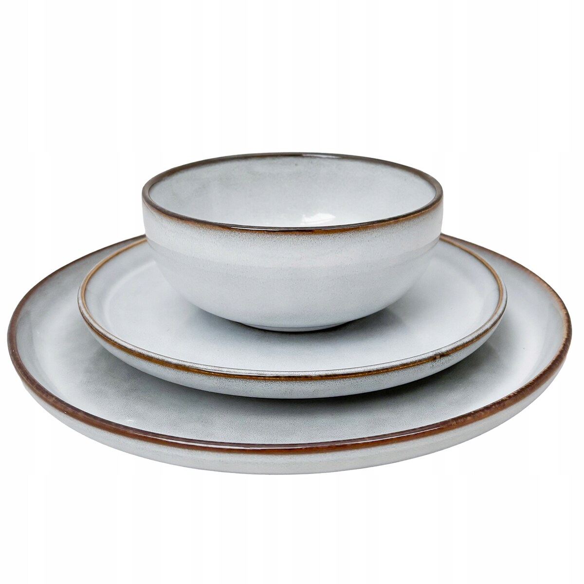 SERWIS OBIADOWY DLA 6 OSÓB ZESTAW TALERZY MISEK 18 el SZARY NOWOCZESNY