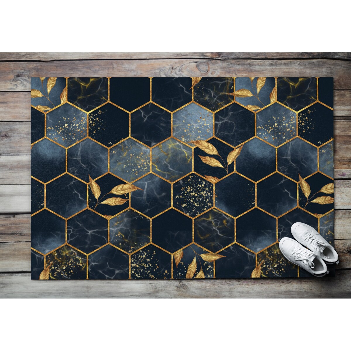 Wycieraczka zewnętrzna XXL Złote sześciokąty 150x100cm