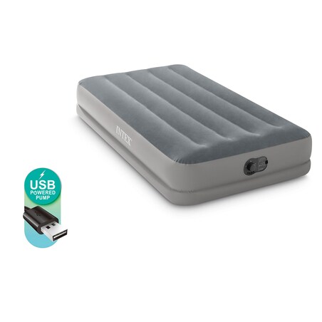 Materac dmuchany welurowy Intex łóżko z pompką USB 191x99 cm 64112