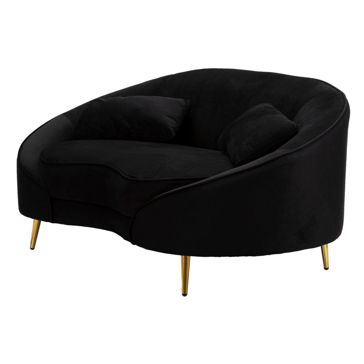Sofa Oslo, kolor czarny i złoty, poliester, drewno eukaliptusowe i metal, 148 x 84 x 68 cm, do salonu, Mauro Ferretti
