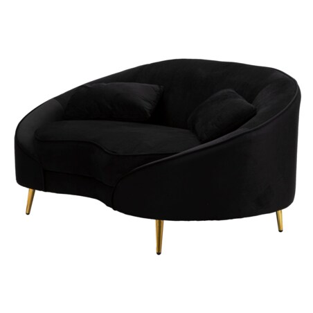 Sofa Oslo, kolor czarny i złoty, poliester, drewno eukaliptusowe i metal, 148 x 84 x 68 cm, do salonu, Mauro Ferretti