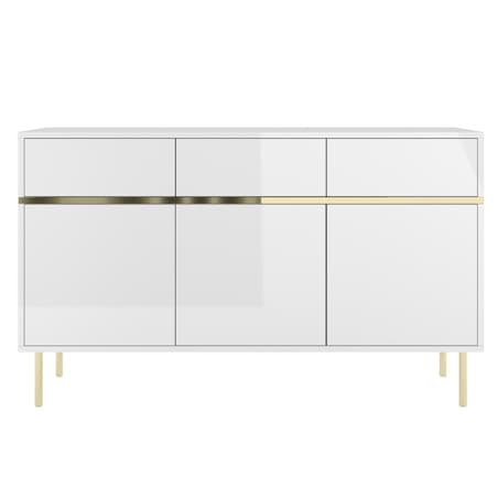 Elegancka biała komoda Dancan MARIKA ze złotymi dodatkami